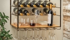 Giá rượu treo tường 12 chai và giá đựng ly thủy tinh treo tường